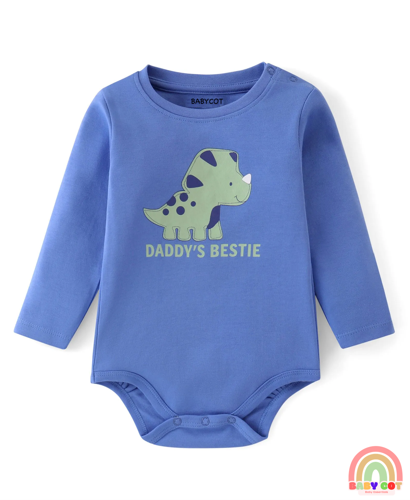 100% Cotton Knit With Eco- Jiva Finish Full Sleeves Onesies with Dino Print Pack of 5 - Blue Green & Pink