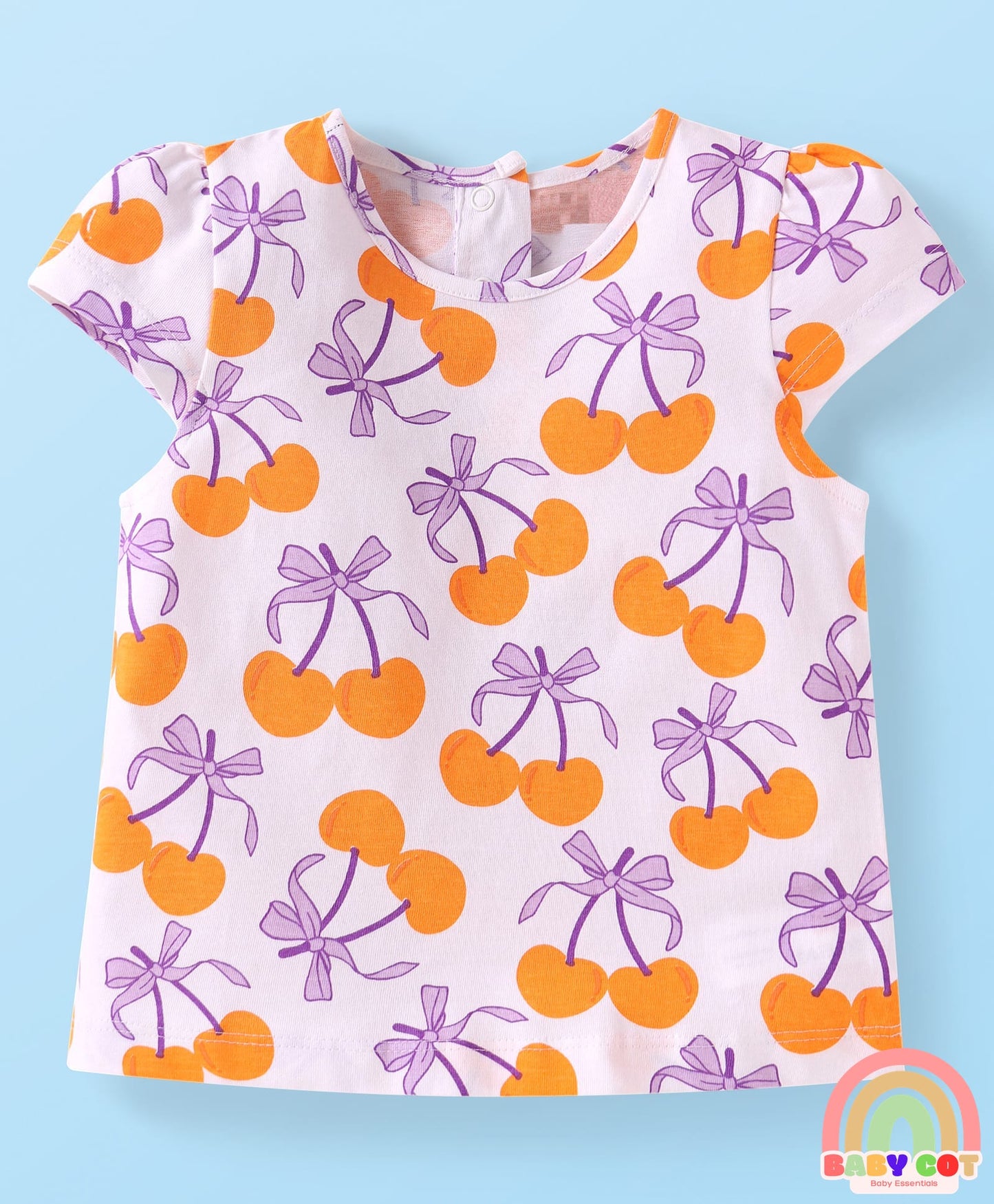 Cotton Knit Cap Sleeves T-Shirts with with Fruits Print Pack of 5 - Multicolor
