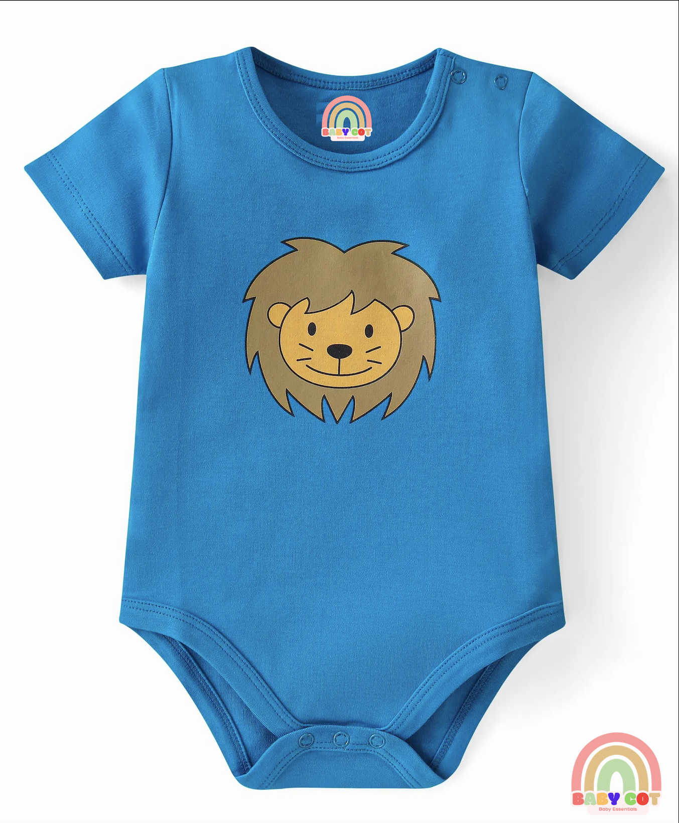 100% Cotton Knit Half Sleeves Striped & Lion Printed Onesies Pack of 5 - Multicolour