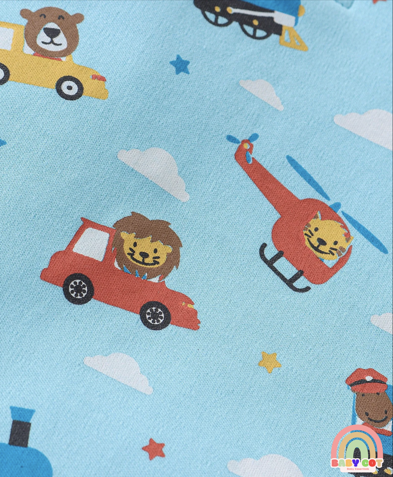 100% Cotton Knit Half Sleeves Striped & Lion Printed Onesies Pack of 5 - Multicolour