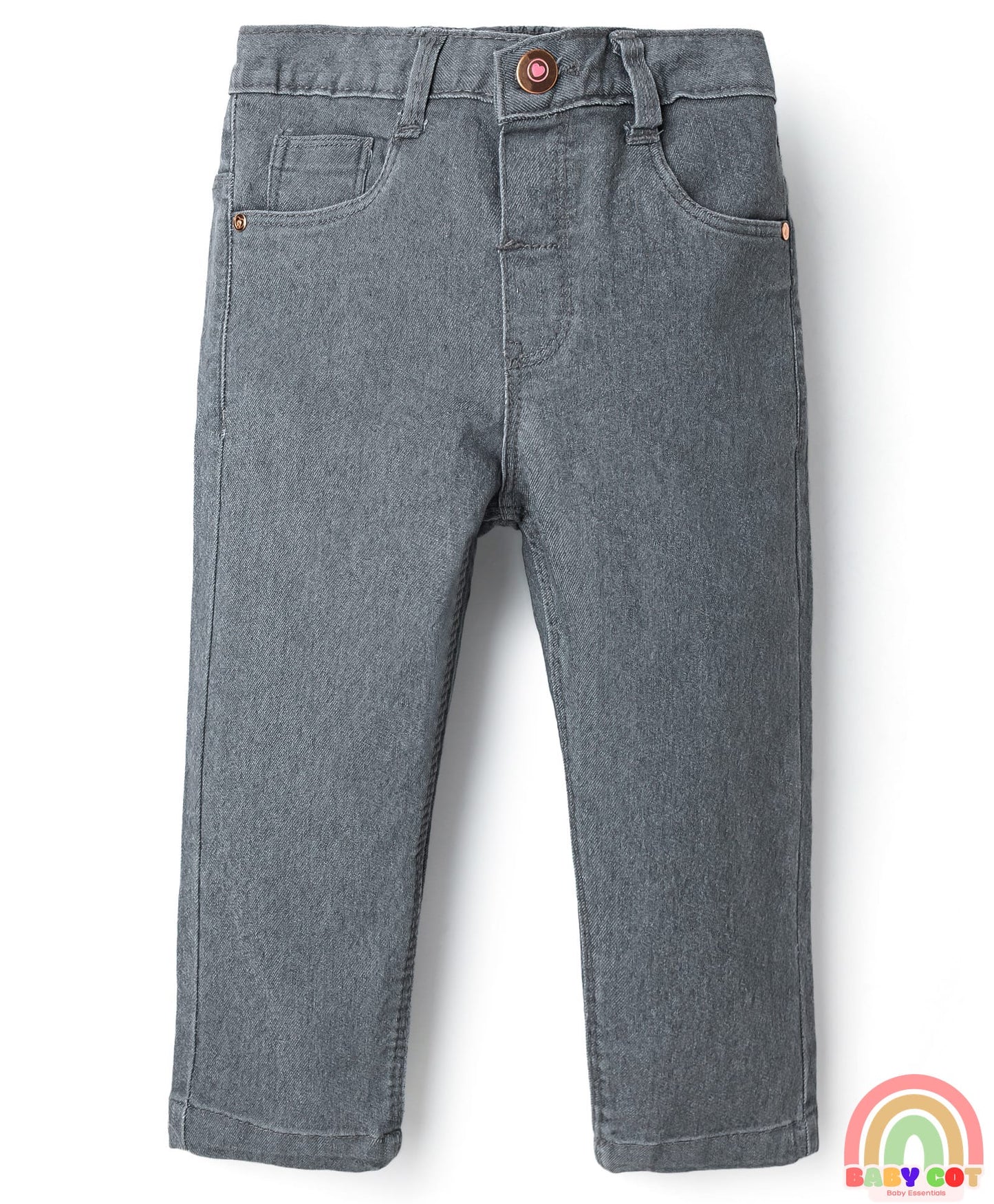 Denim Full Length Washed Jeans With Stretch - Grey
