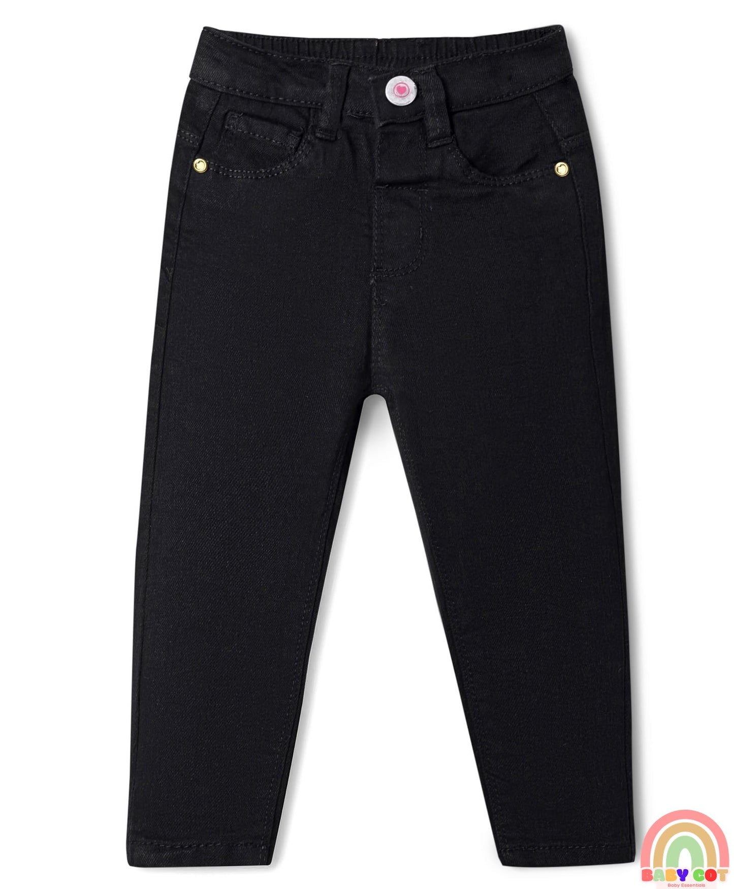 Denim Full Length Washed Jeans With Stretch - Black