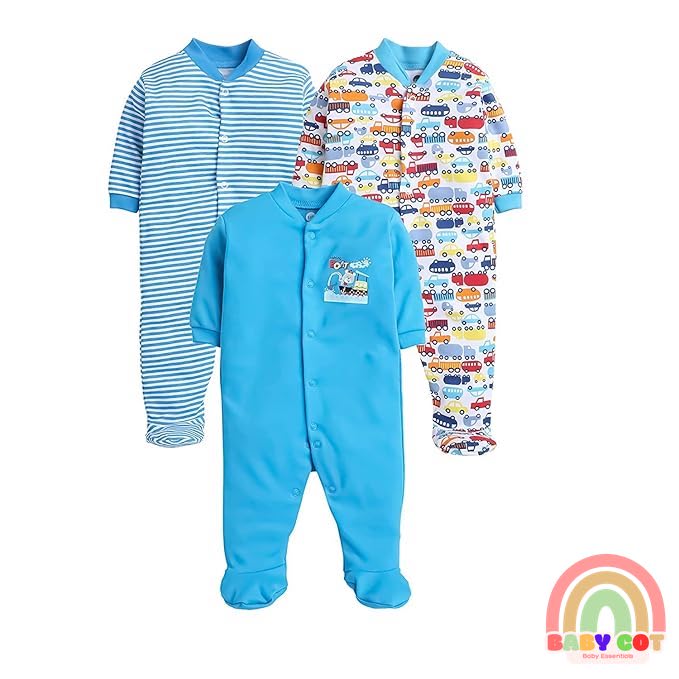 100% Cotton Turquoise Rompers Sleepsuits Jumpsuit Night Suits for Infants Newborn Baby Boys & Girls