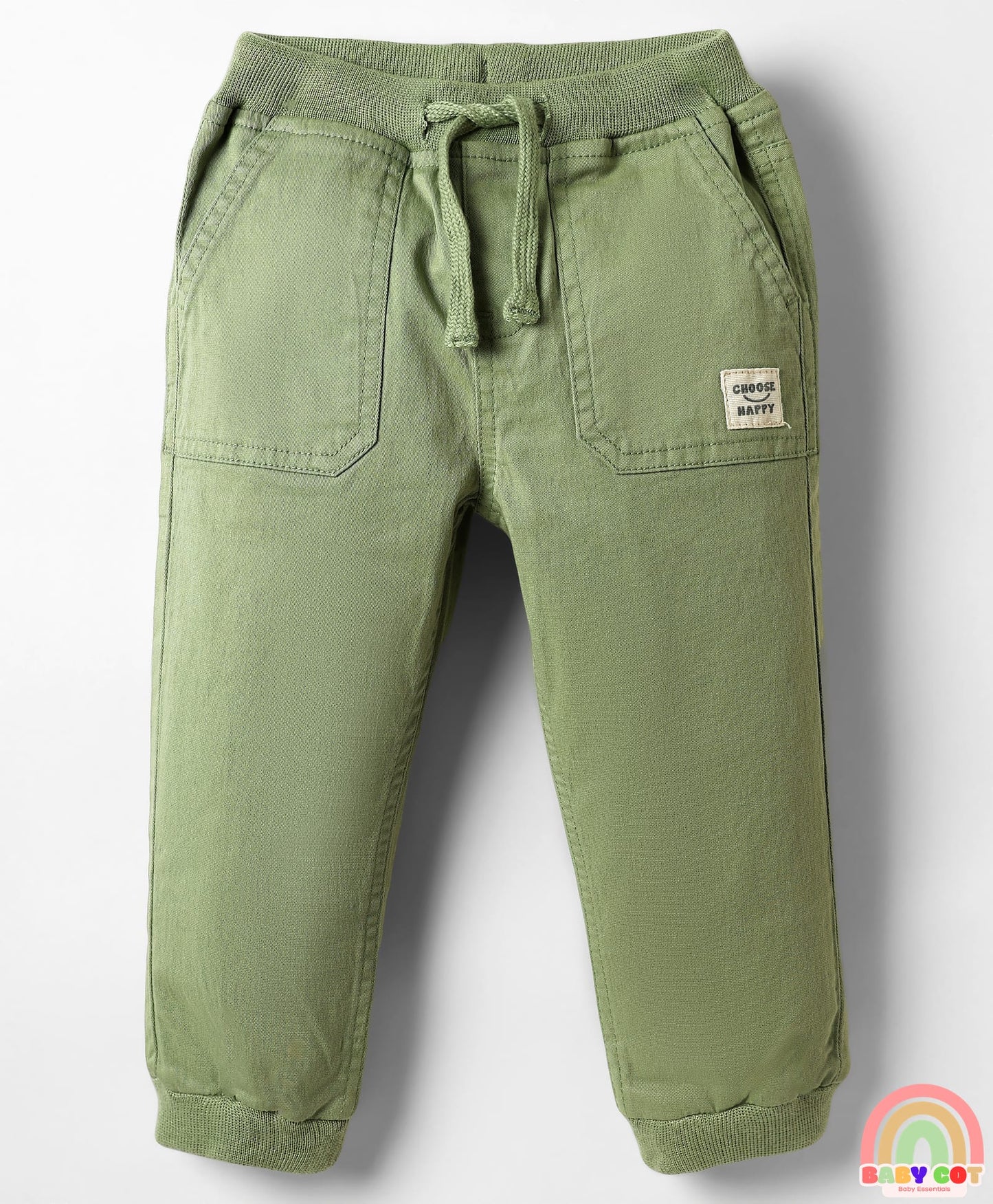 Twill Woven Full Length Solid Coloured Trousers With Stretch - Light Green