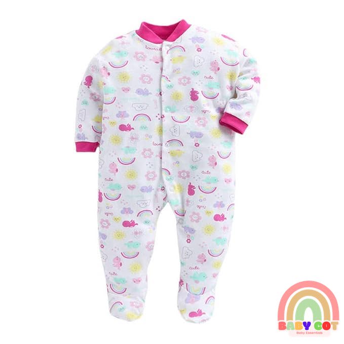 100% Cotton Pink Rompers Sleepsuits Jumpsuit Night Suits for Infants Newborn Baby Boys & Girls
