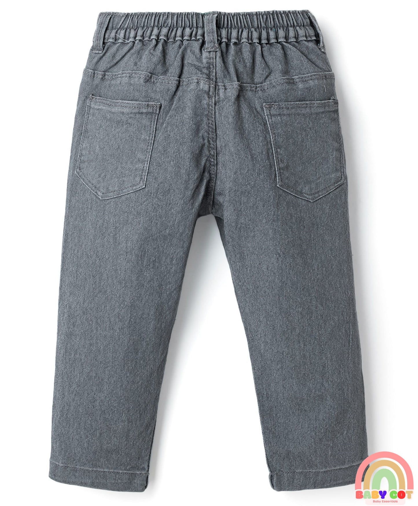 Denim Full Length Washed Jeans With Stretch - Grey