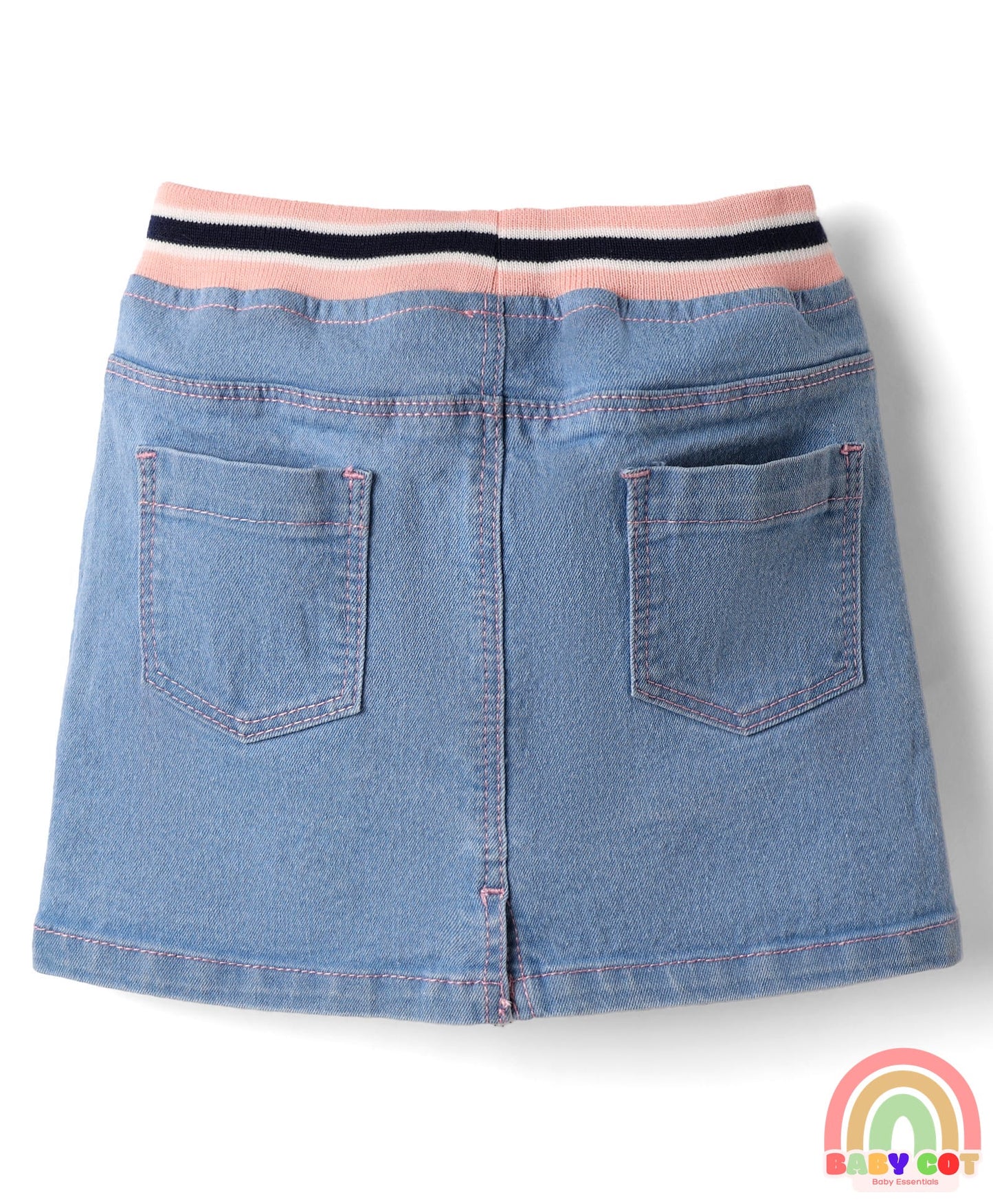 Denim Mid Thigh Washed Skirts -Light Blue