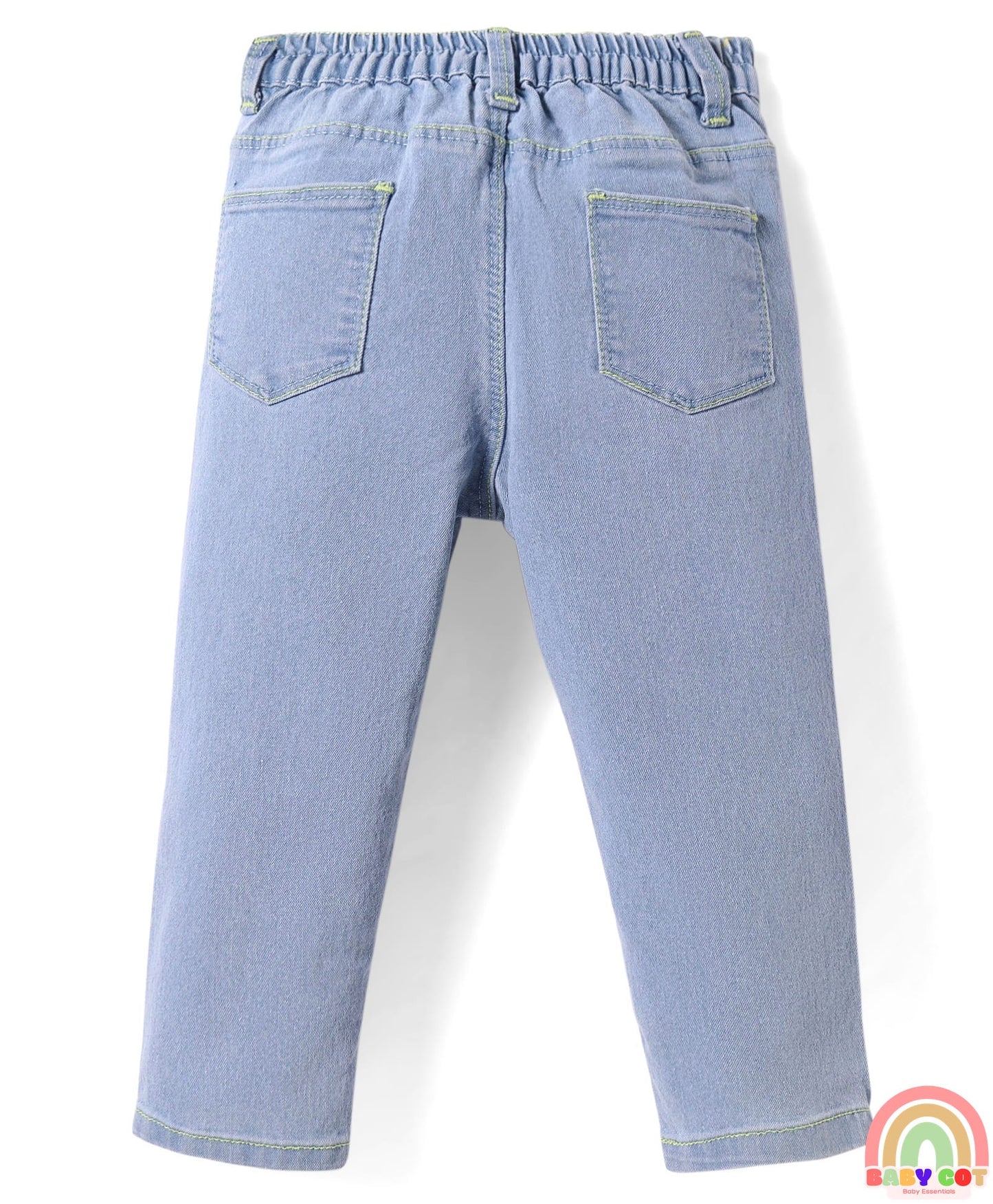 Denim Full Length Washed Jeans With Stretch - Light Blue