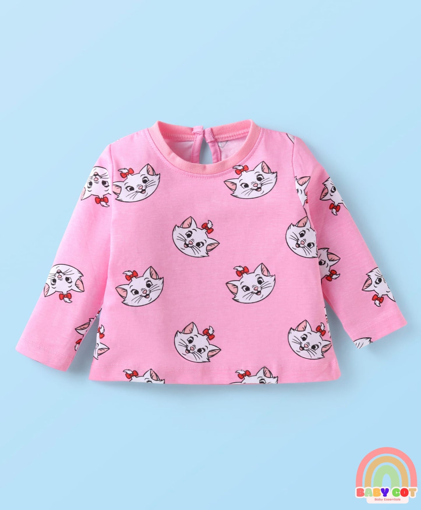 Single Jersey Knit Full Sleeves T-Shirts With Aristocats Marie Graphics Pack Of 3 - Pink Red & White