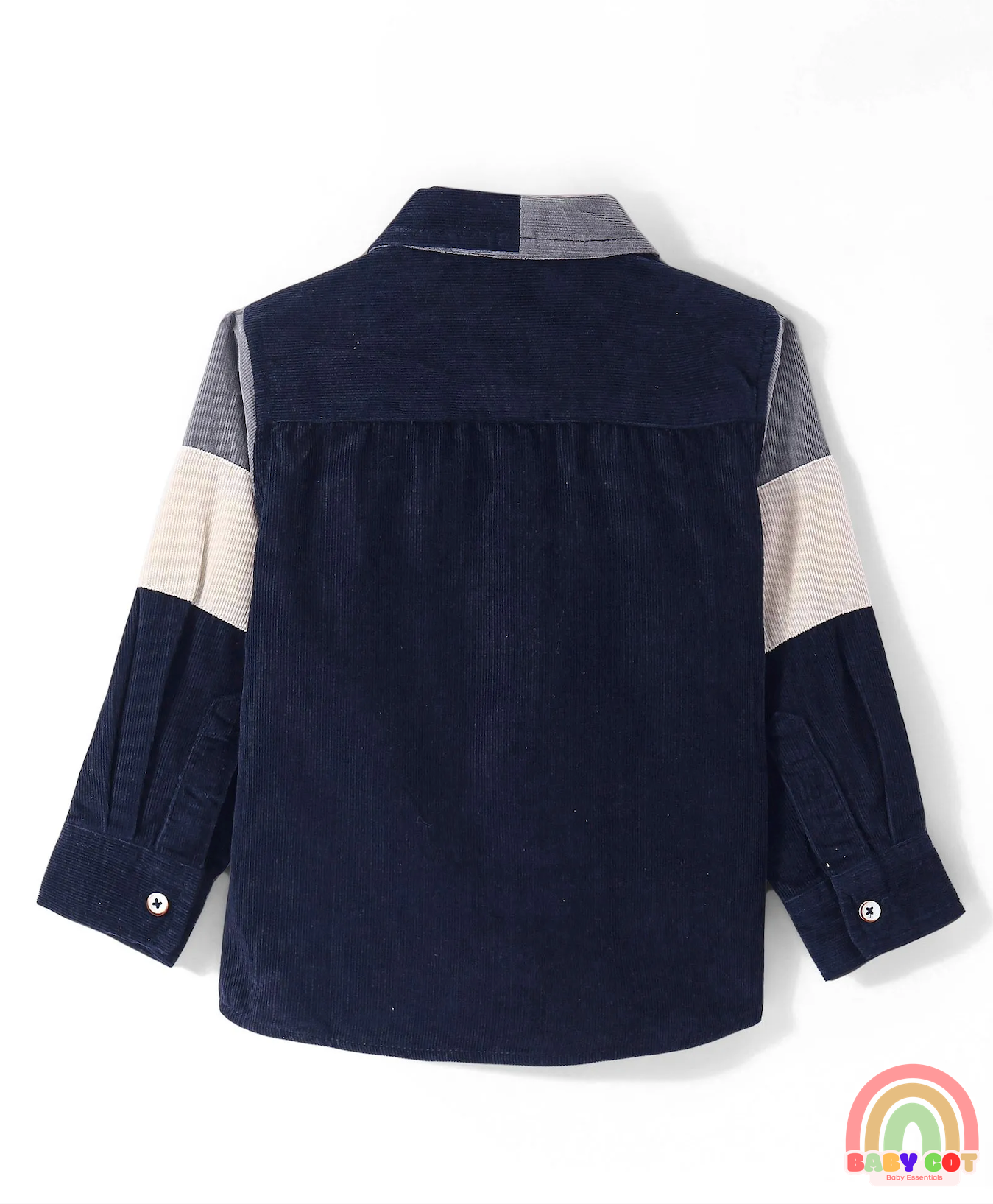 Cotton Woven Full Sleeves Solid Colour Courdroy Shirt - Blue & Grey
