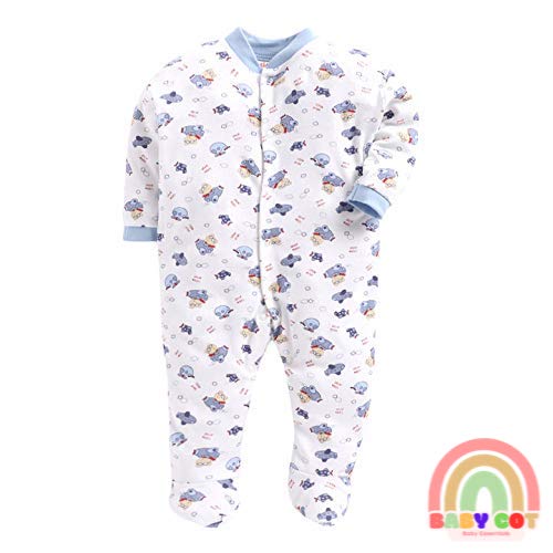 100% Cotton Light Blue Rompers Sleepsuits Jumpsuit Night Suits for Infants Newborn Baby Boys & Girls