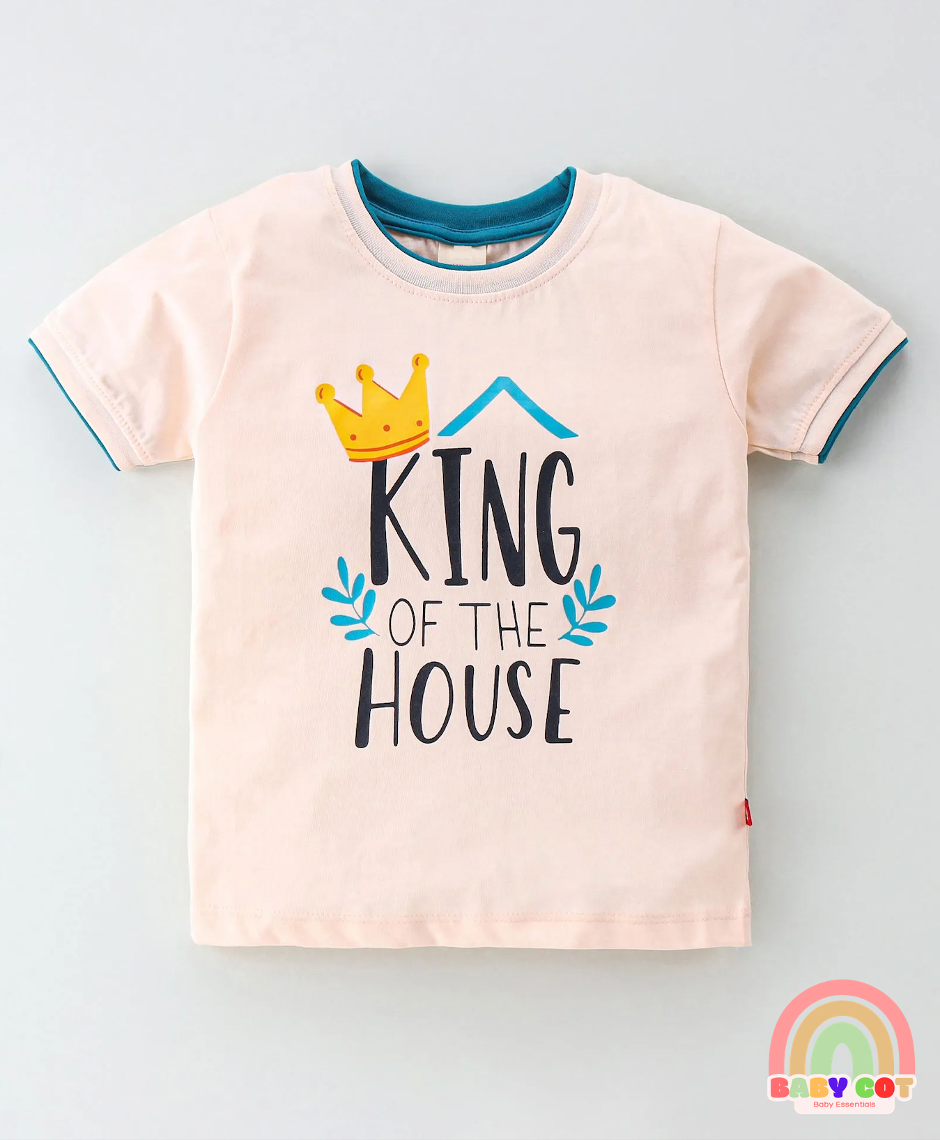 100% Cotton Knit Half Sleeves T-Shirt & Shorts Set with Text Print - Blue