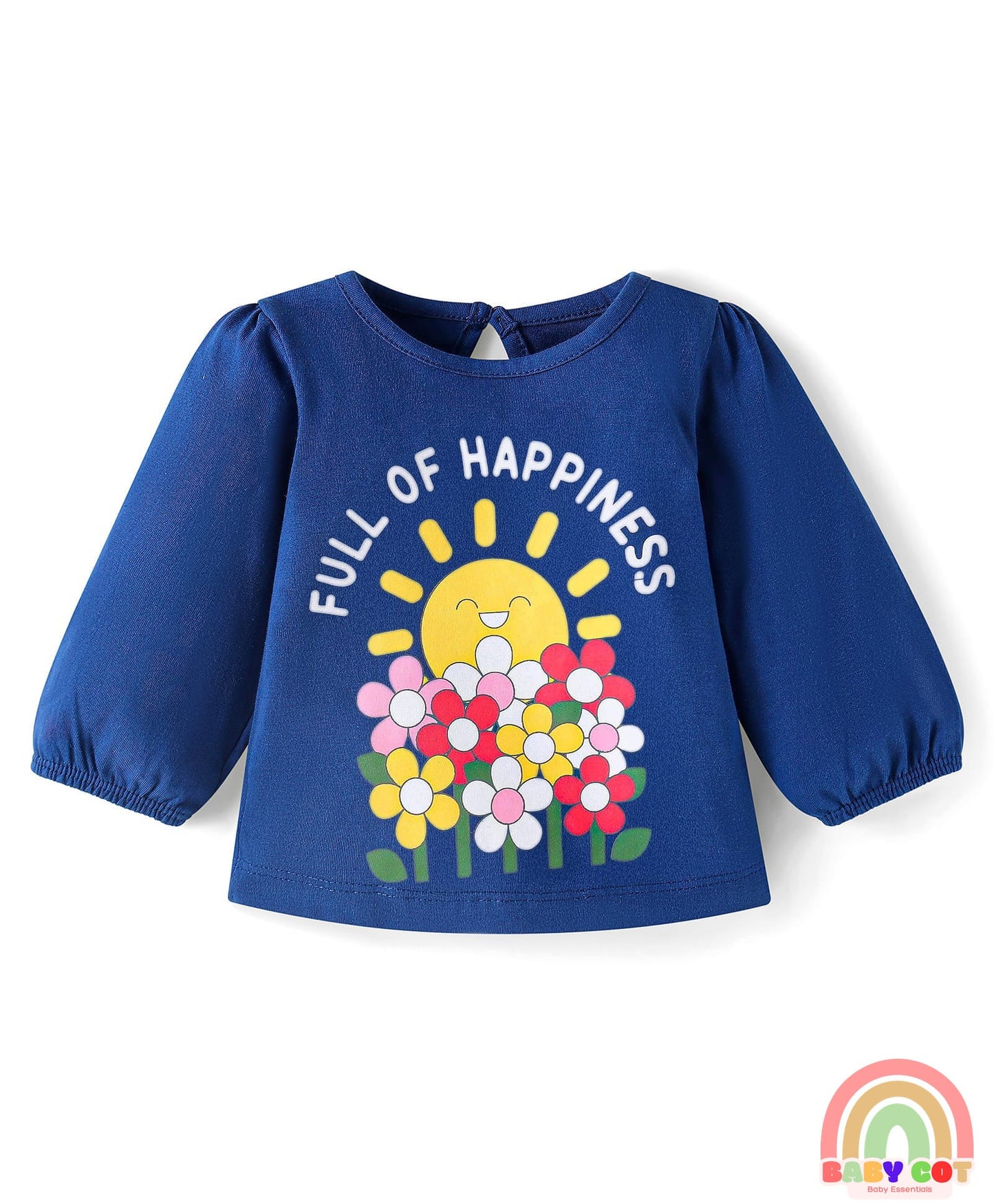 Cotton Knit Full Sleeves T-Shirts with Floral & Text Print Pack of 3 - Red Navy Blue & Orange