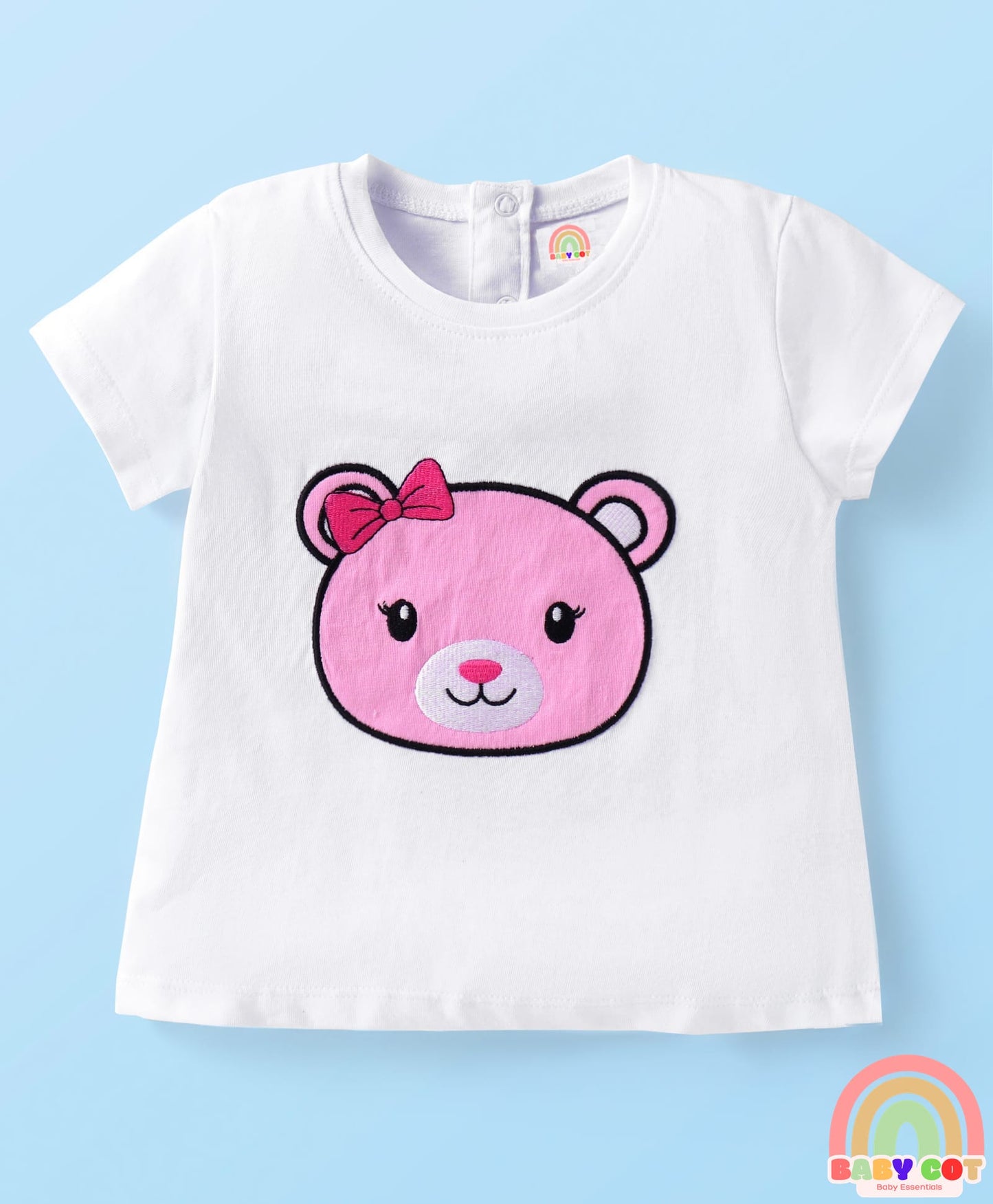 Terry Knit Full Sleeves Hooded Sweatjacket & Lounge Pant Set With T-Shirt & Animal Patch - Dark Pink & White