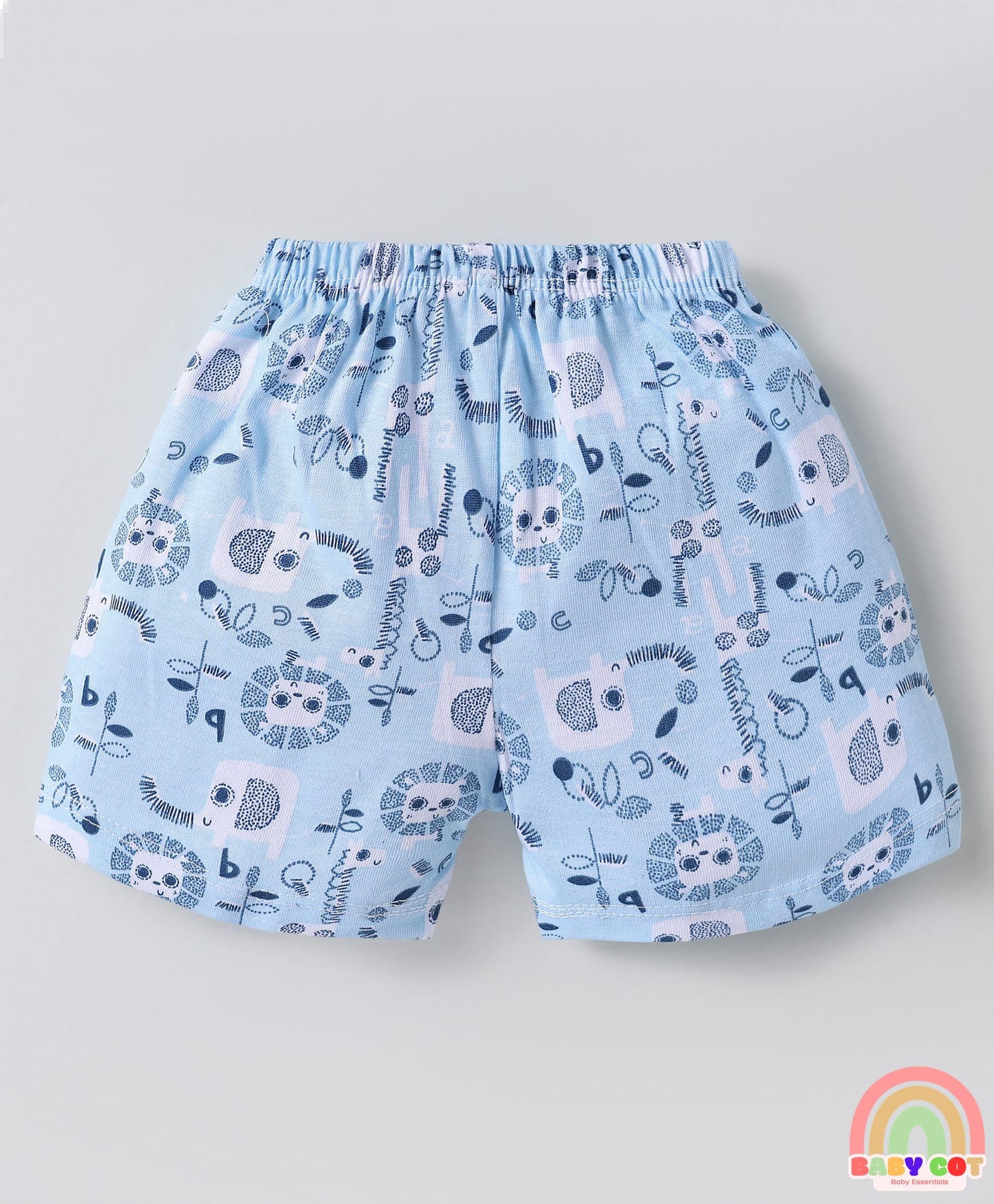 Single Jersey Knit Above Knee Length Shorts With Animal Print & Stripes Pack Of 5 - Multicolour
