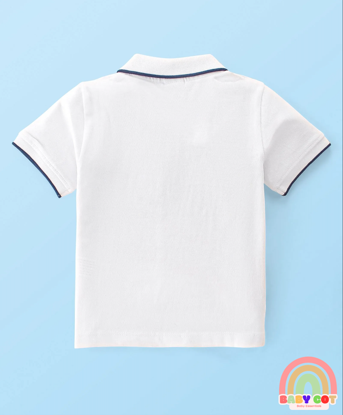 100% Cotton Knit Half Sleeves Polo T-Shirt with Text Graphics - White