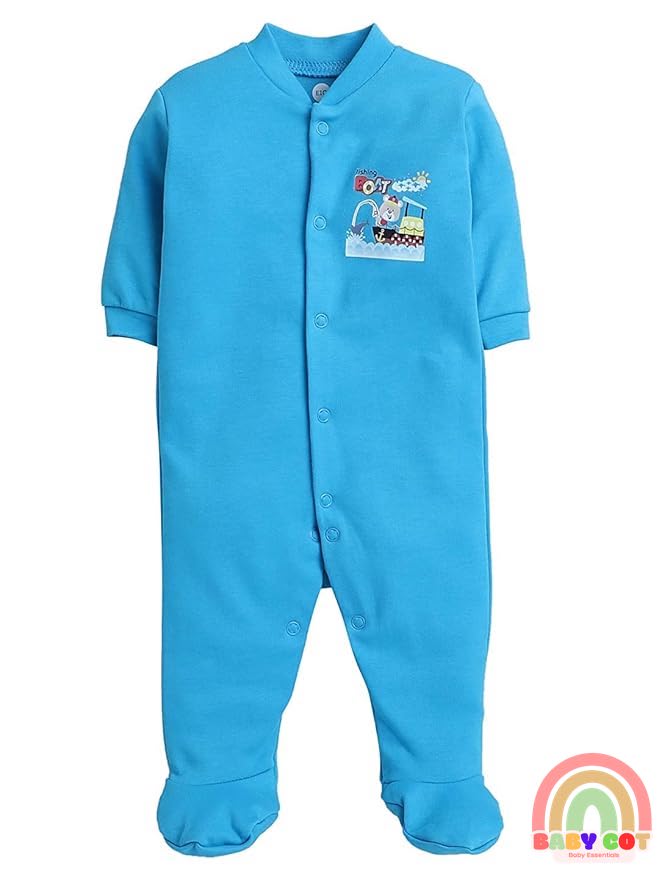 100% Cotton Turquoise Rompers Sleepsuits Jumpsuit Night Suits for Infants Newborn Baby Boys & Girls