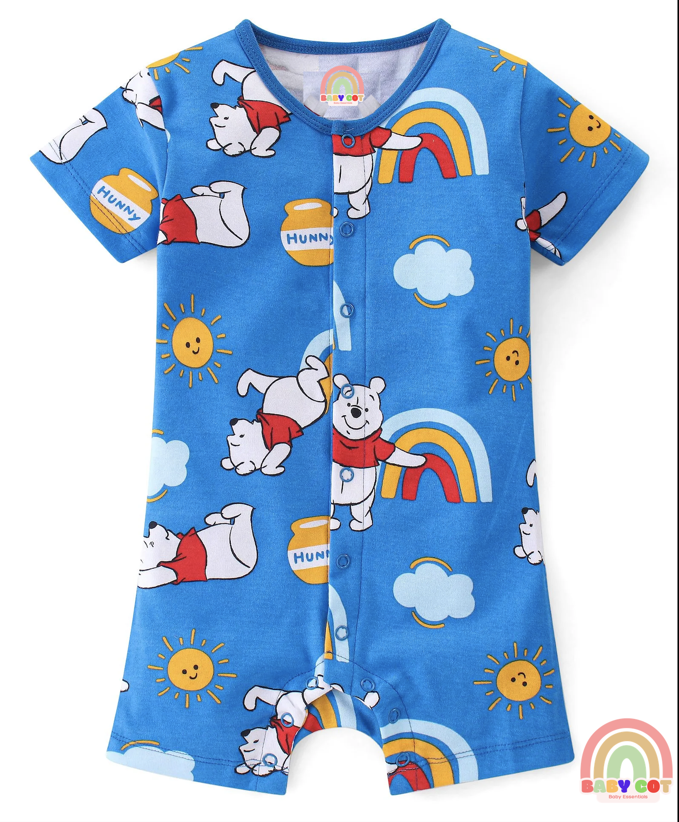 Interlock Cotton Knit Half Sleeves Romper Printed Pack of 2 - Multicolour