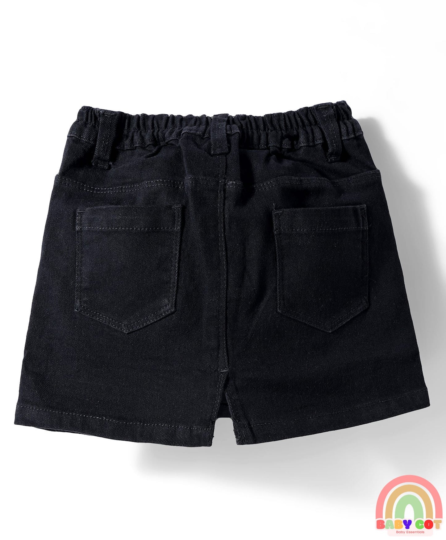 Mid Thigh Denim Washed Skirt With Stretch - Black
