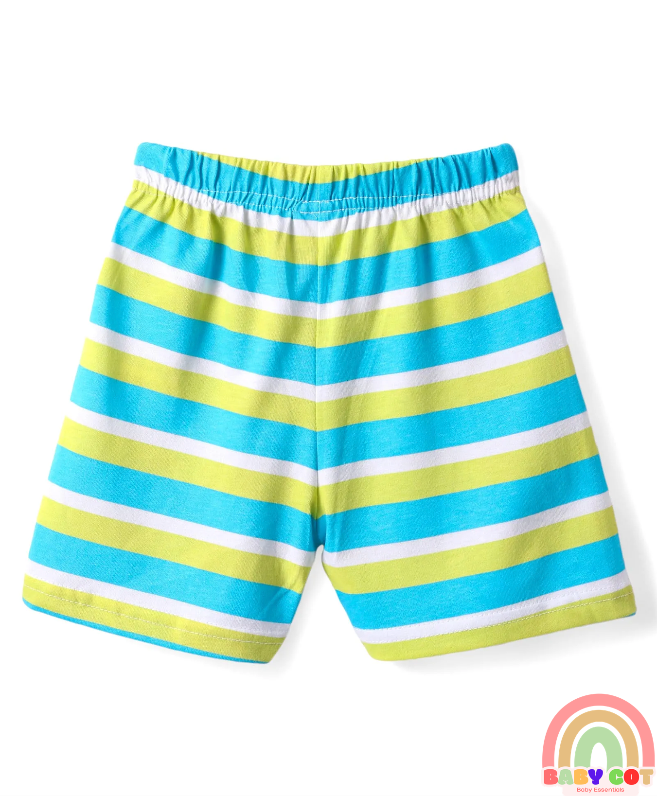 Cotton Knit Mid Thigh Shorts with Tropical Theme Print & Stripes Pack of 3 - Multicolor