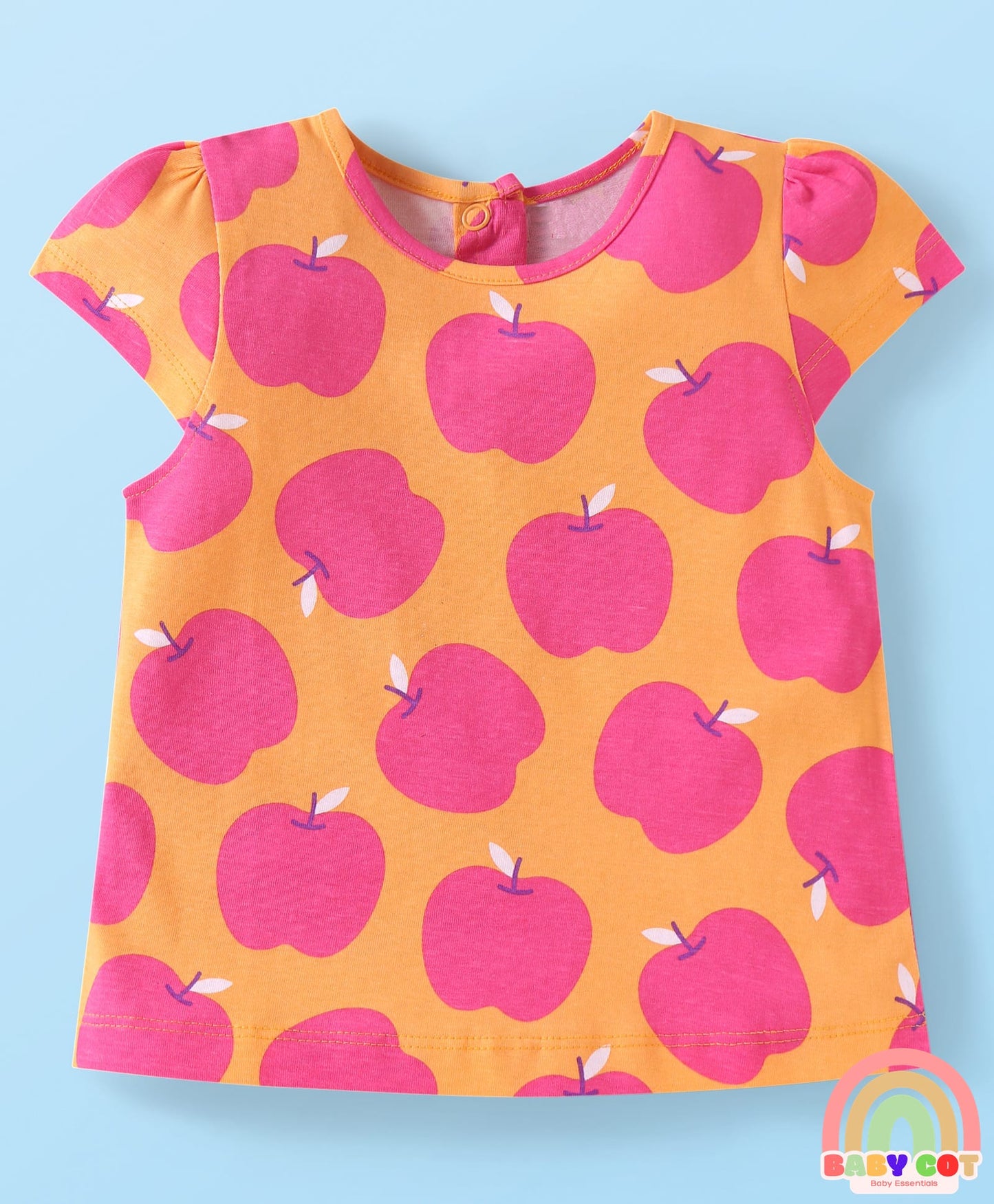 Cotton Knit Cap Sleeves T-Shirts with with Fruits Print Pack of 5 - Multicolor