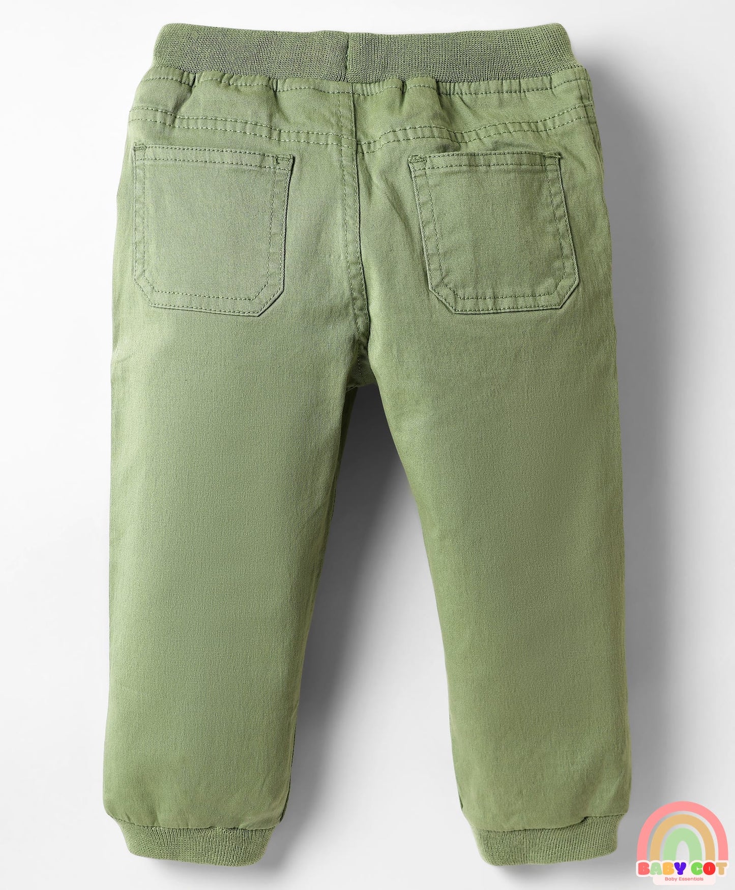 Twill Woven Full Length Solid Coloured Trousers With Stretch - Light Green