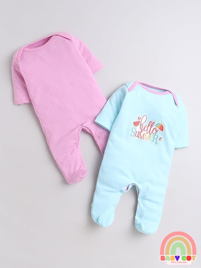 100% Cotton pink/blue Rompers Sleepsuits Jumpsuit Night Suits for Infants Newborn Baby Boys & Girls