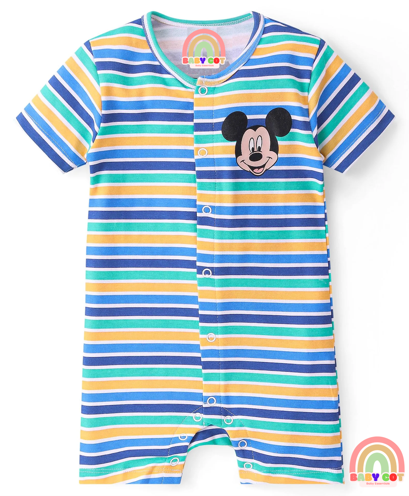 Interlock Knit Half Sleeves Rompers,Printed Pack of 2 - Blue