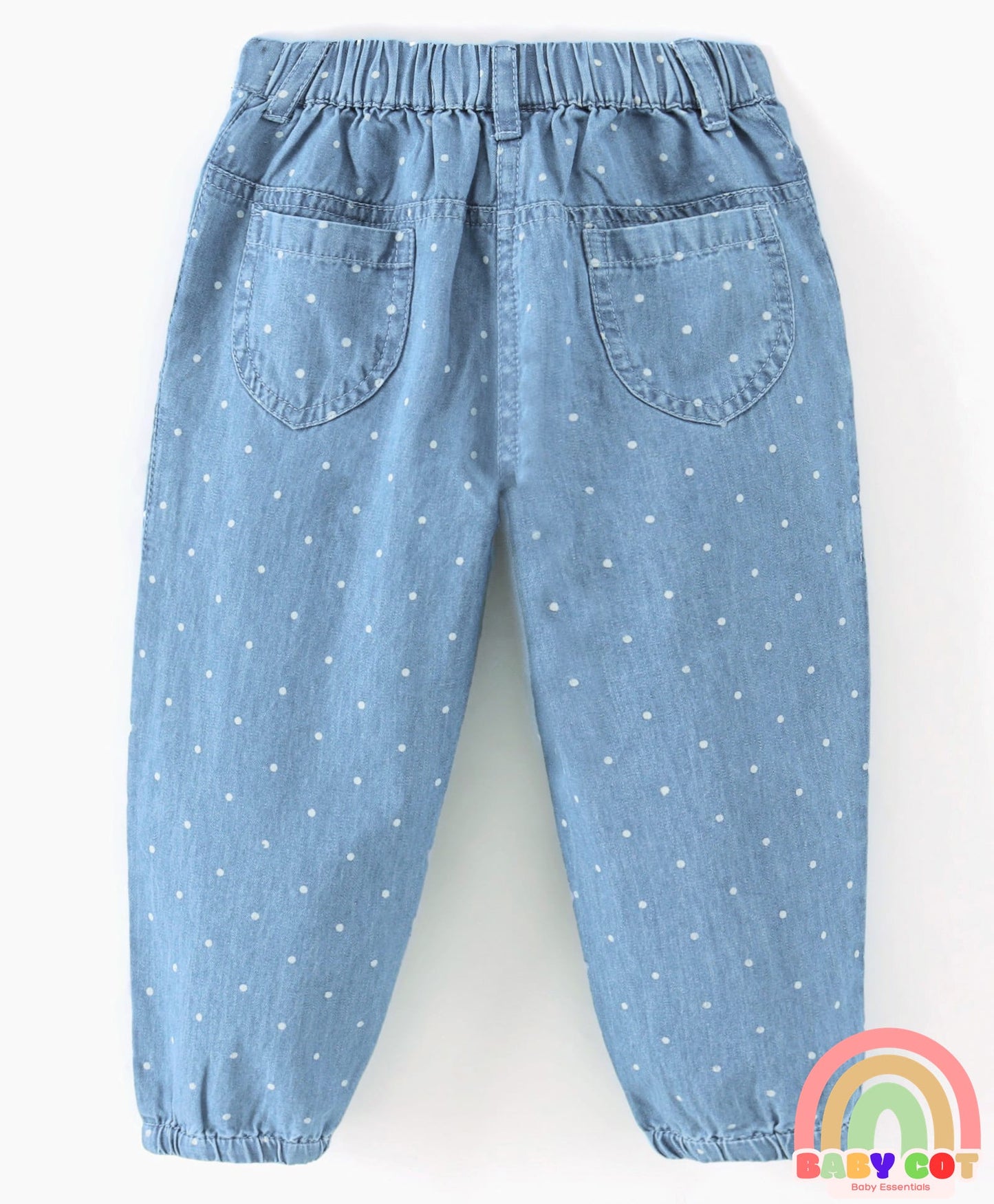 Denim Full Length Jeans Polka Dot Print - Blue