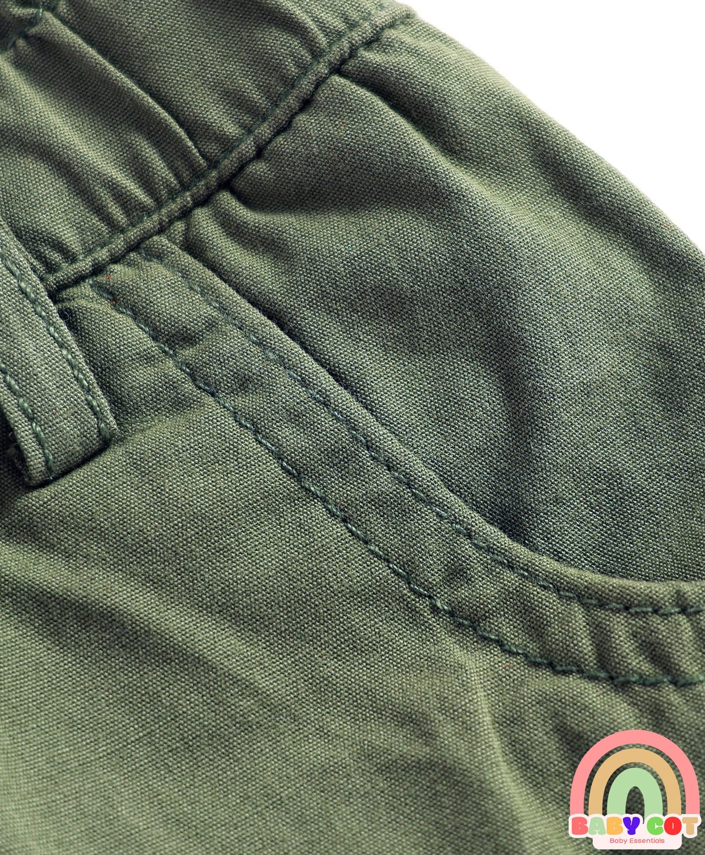 Twill Woven Mid Thigh Solid Color Skorts with Stretch - Olive Green