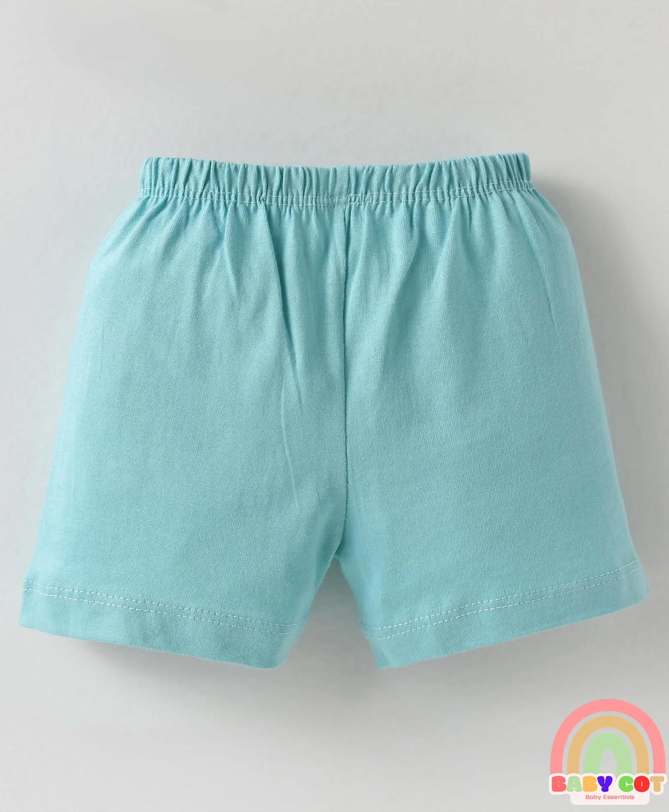 Single Jersey Knit Knee Length Shorts With Animal Print Pack of 3 - Light Blue Red & Green