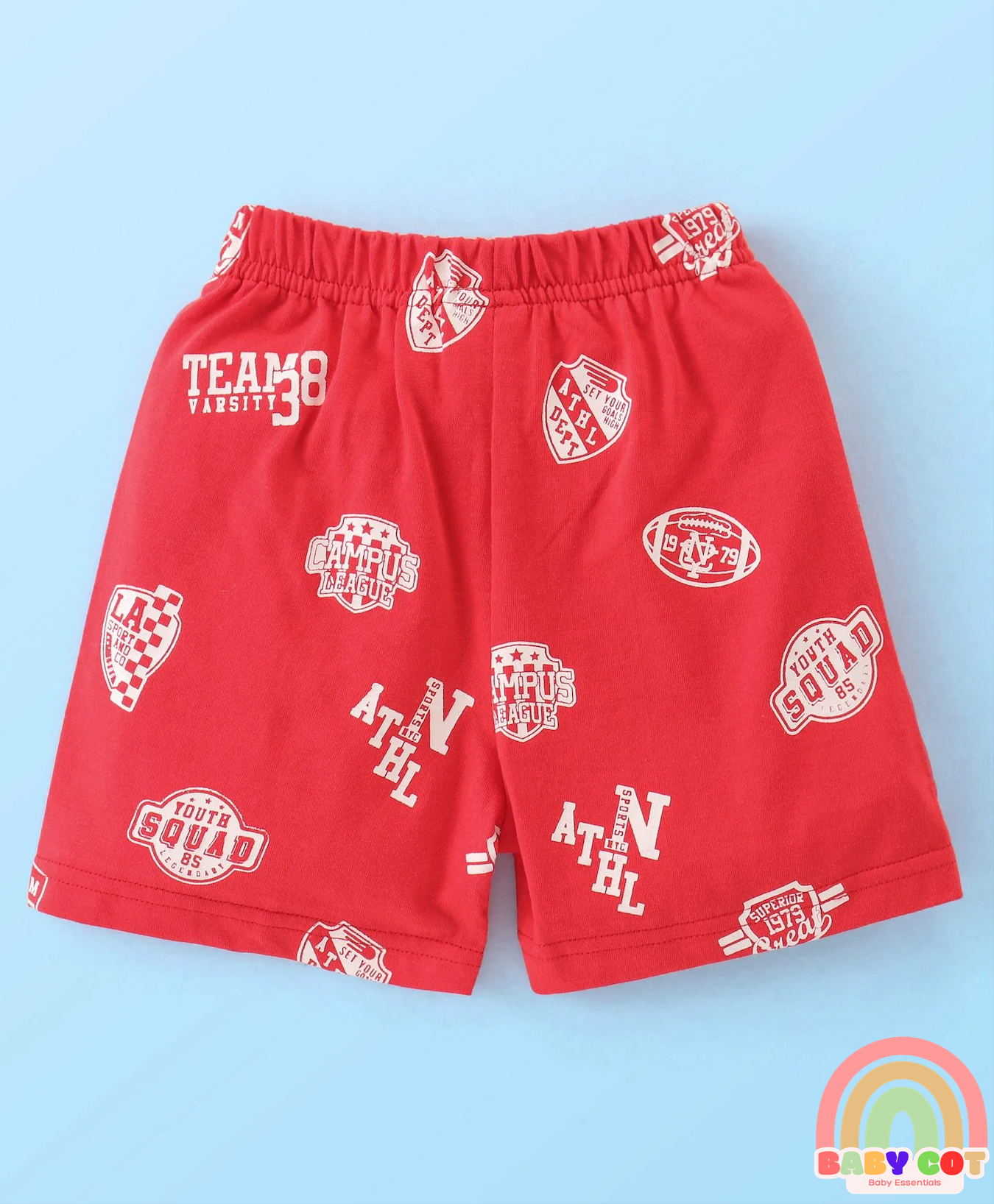 Cotton Knit Shorts Text Print Pack of 3 - Multicolour
