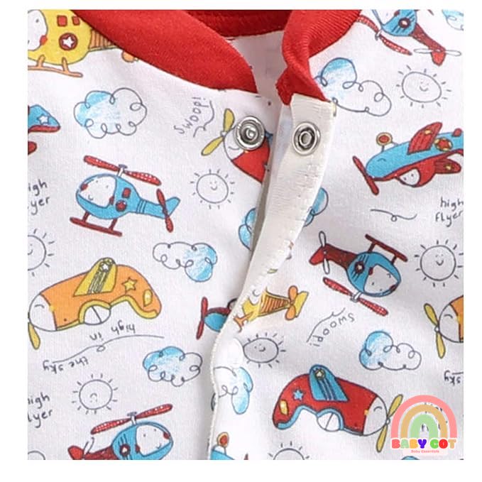 100% Cotton Red Rompers Sleepsuits Jumpsuit Night Suits for Infants Newborn Baby Boys & Girls