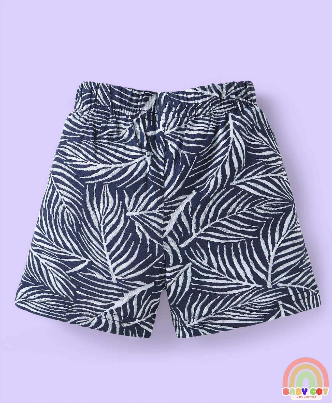 Single Jersey Knit Mid Thigh Shorts with Tropical & Text Print Pack of 3 - Black & Grey