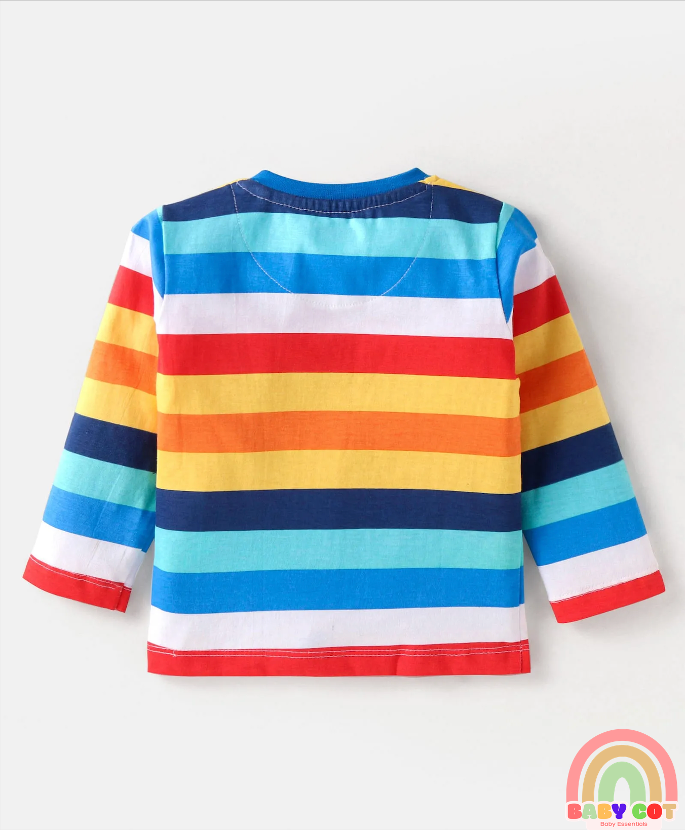 Cotton Knit Full Sleeves T-Shirts With Stripes Text & Animal Print Pack Of 7 - Blue Yellow Orange