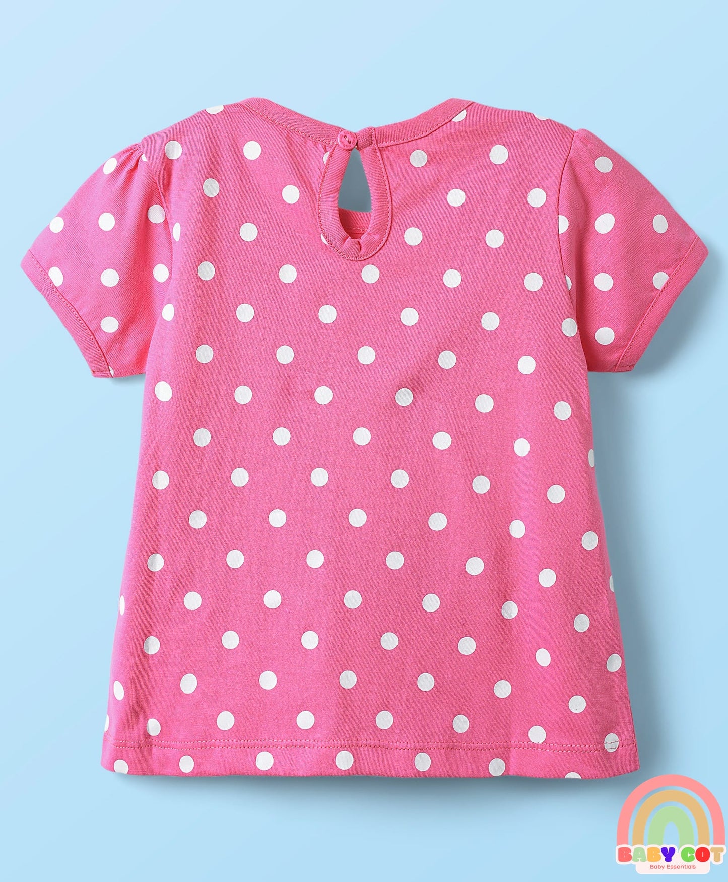 100% Cotton Knit Half Sleeves T-Shirts With Polka Dots Heart & Enjoy The Day Text Print Pack of 3 - Pink & White