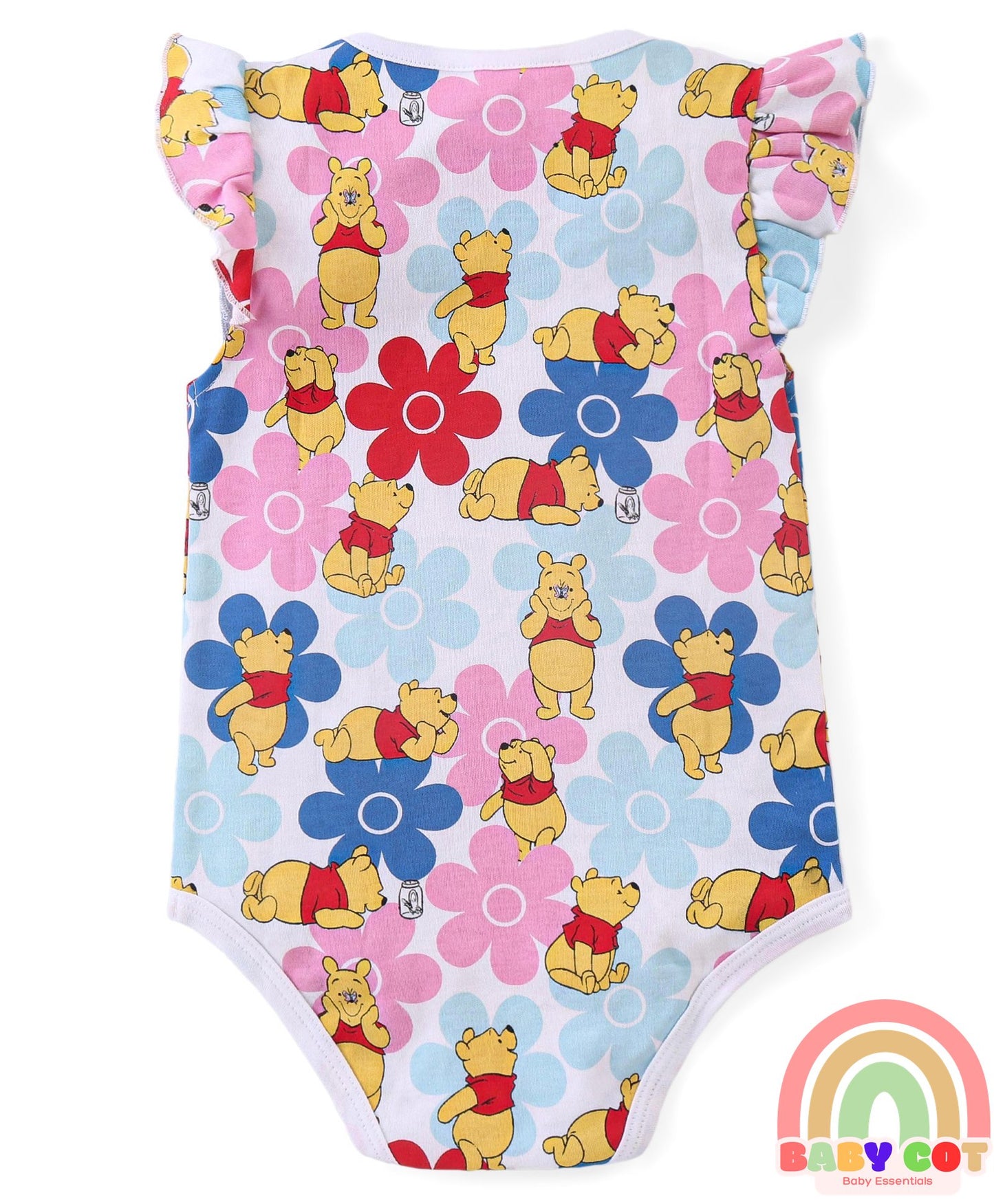 Cotton Knit Frill Sleeves Onesies with Winnie The Pooh Graphics Pack Of 3 - Multicolour