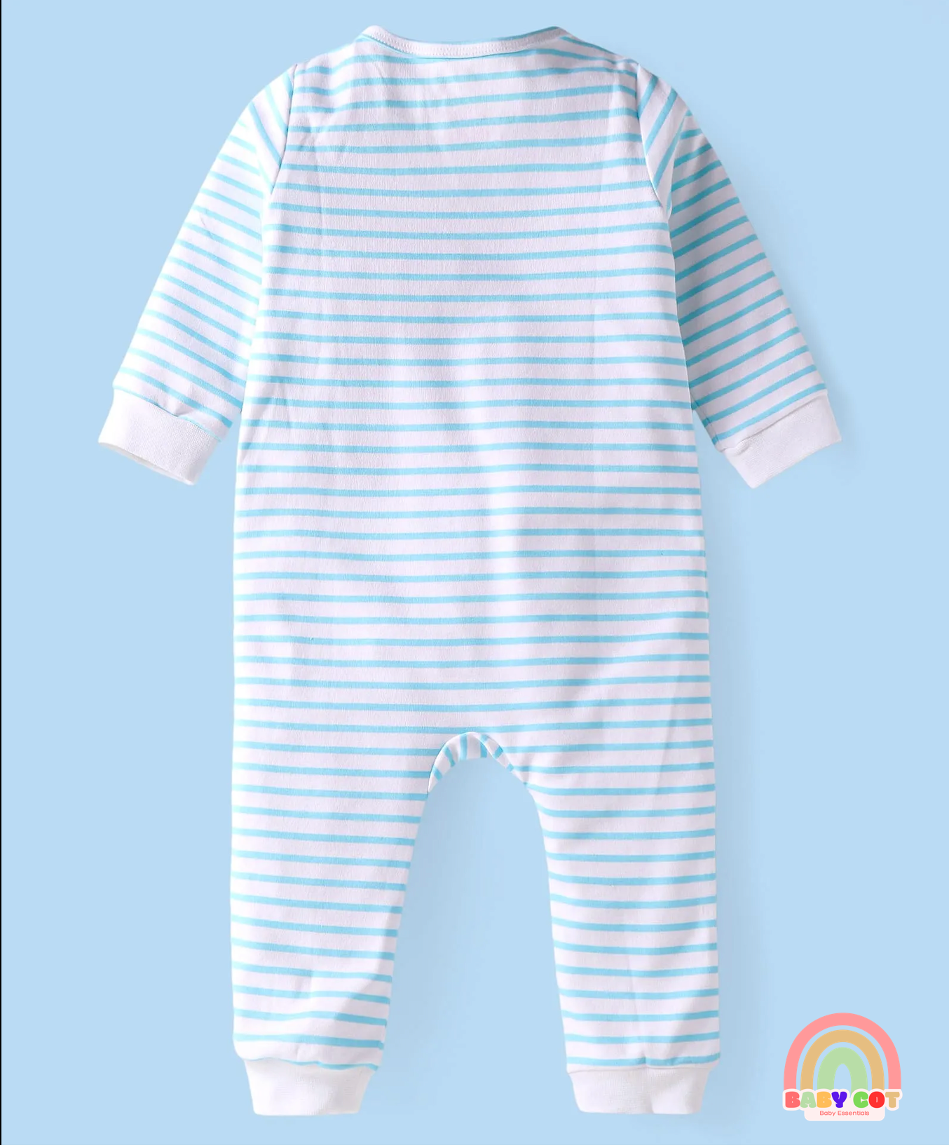 Interlock Knit Full Sleeves Rompers With Printed Graphics Pack of 3 - Yellow White & Blue