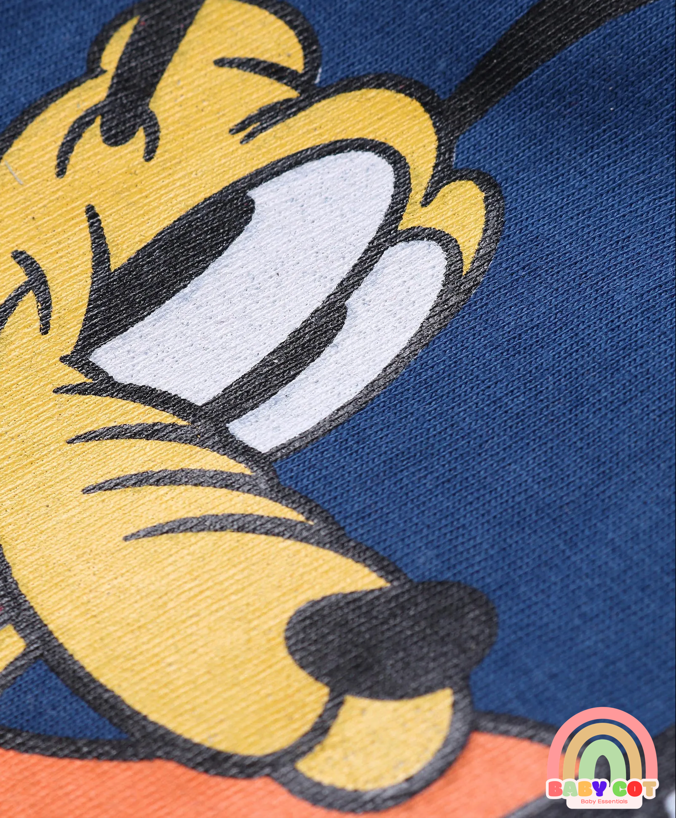 Cotton Knit Half Sleeves T-Shirt with Mickey Mouse and Family Print - Blue