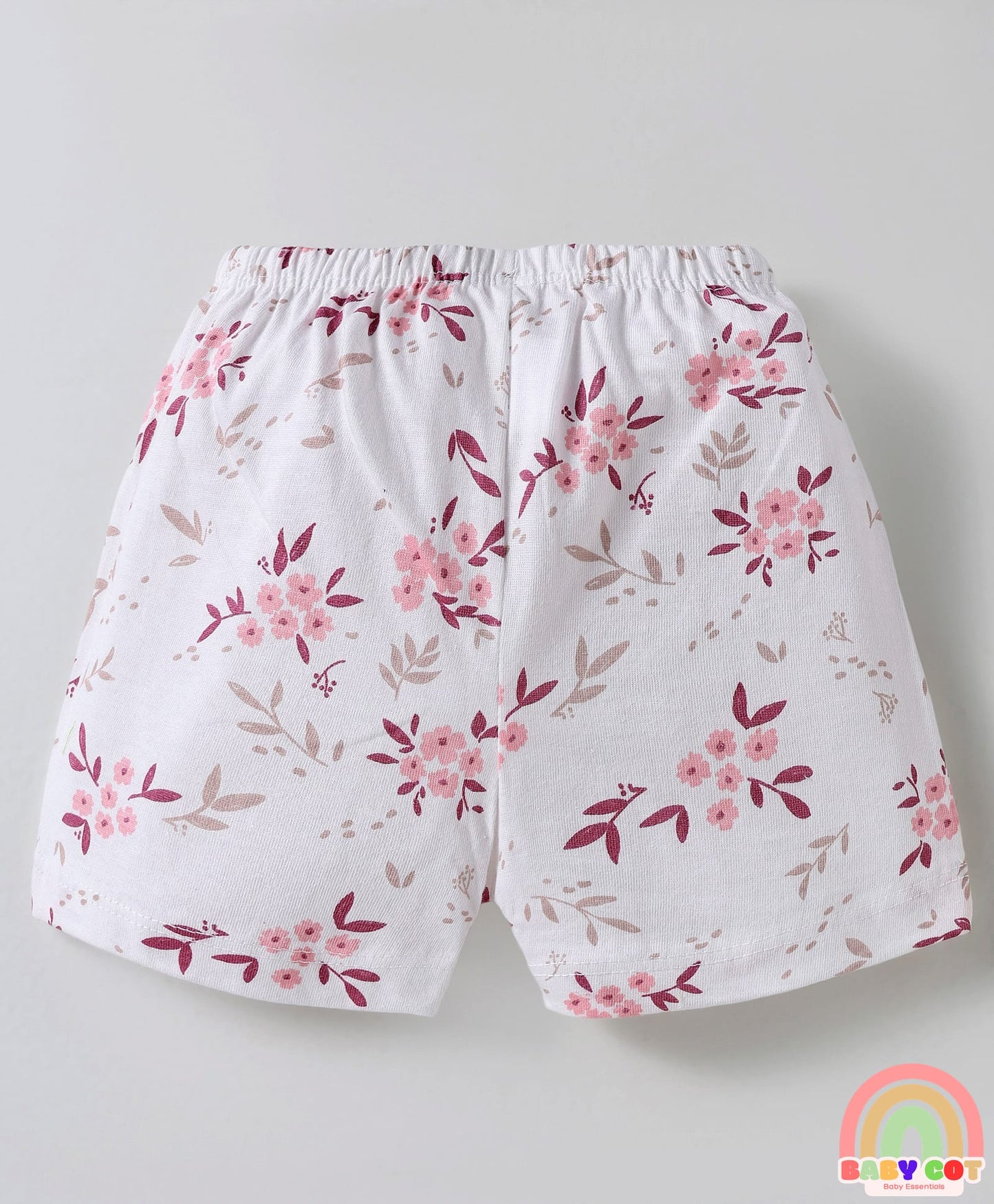 Single Jersey Knit Above Knee Length Shorts With Floral & Heart Print Pack Of 5 - Light Multicolour