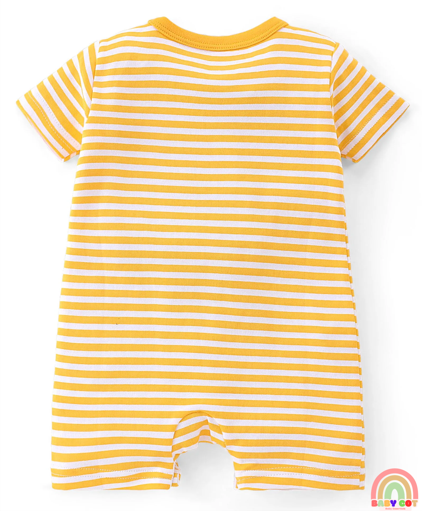 100% Cotton Half Sleeves Romper With Animals Print & Striped Pack Of 2 - Blue & Yellow