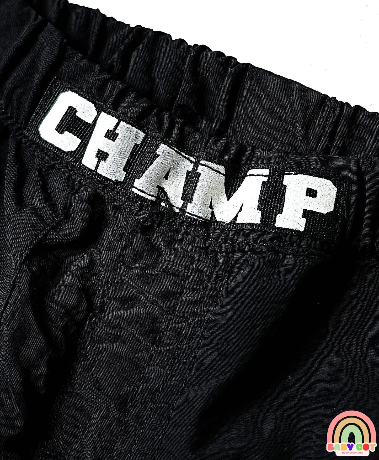 Woven Full Length Solid Colour Parachute Pant - Black