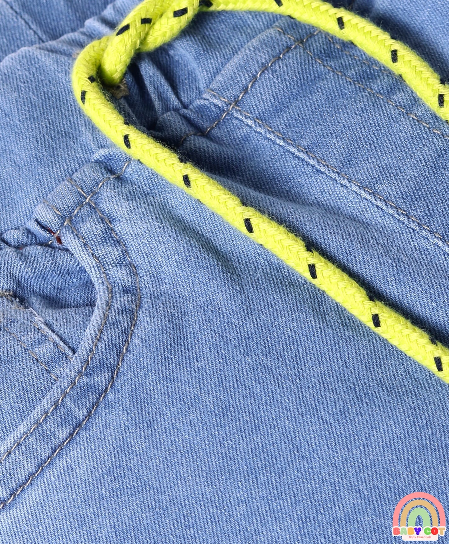 Full Length Washed Denim Jeans With Stretch - Light Blue