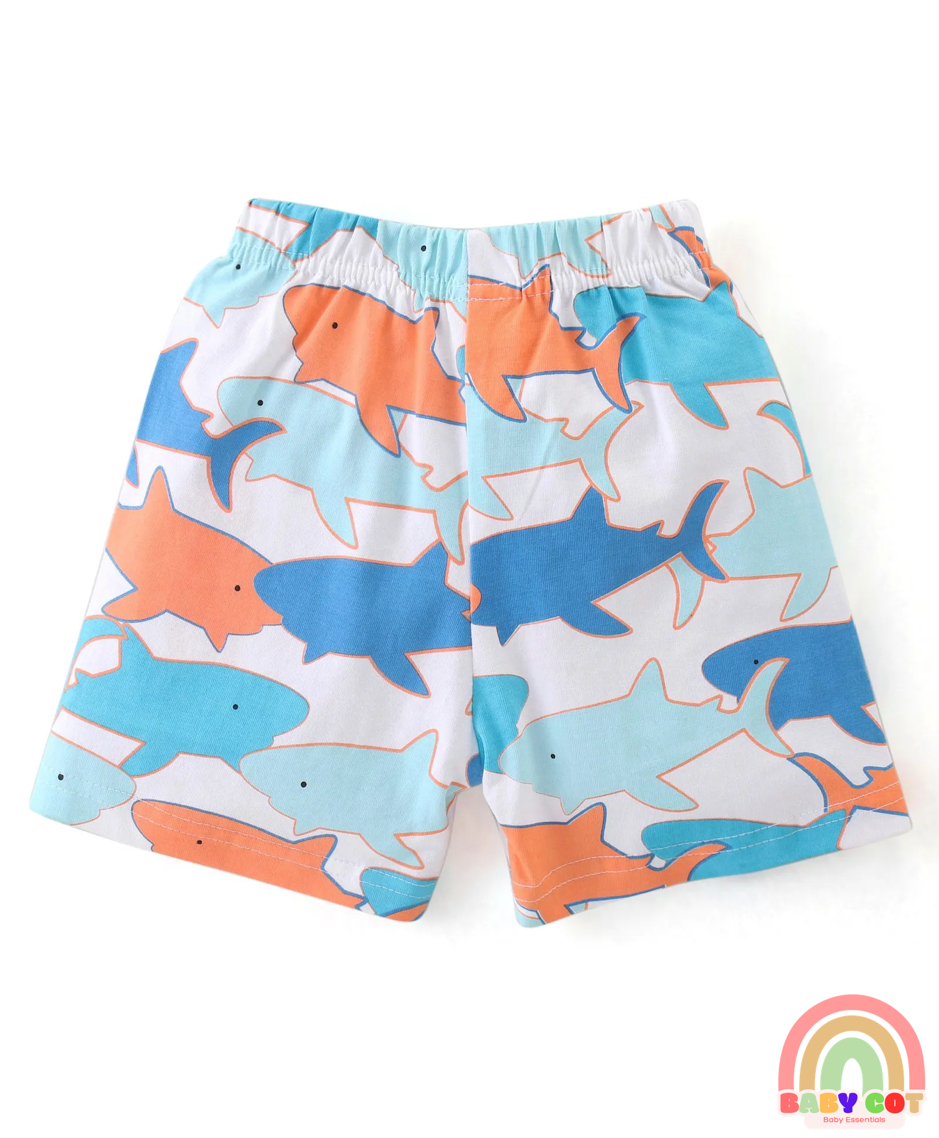 Cotton Knit Shorts with Shark & Text Print Pack of 3 - Multicolour