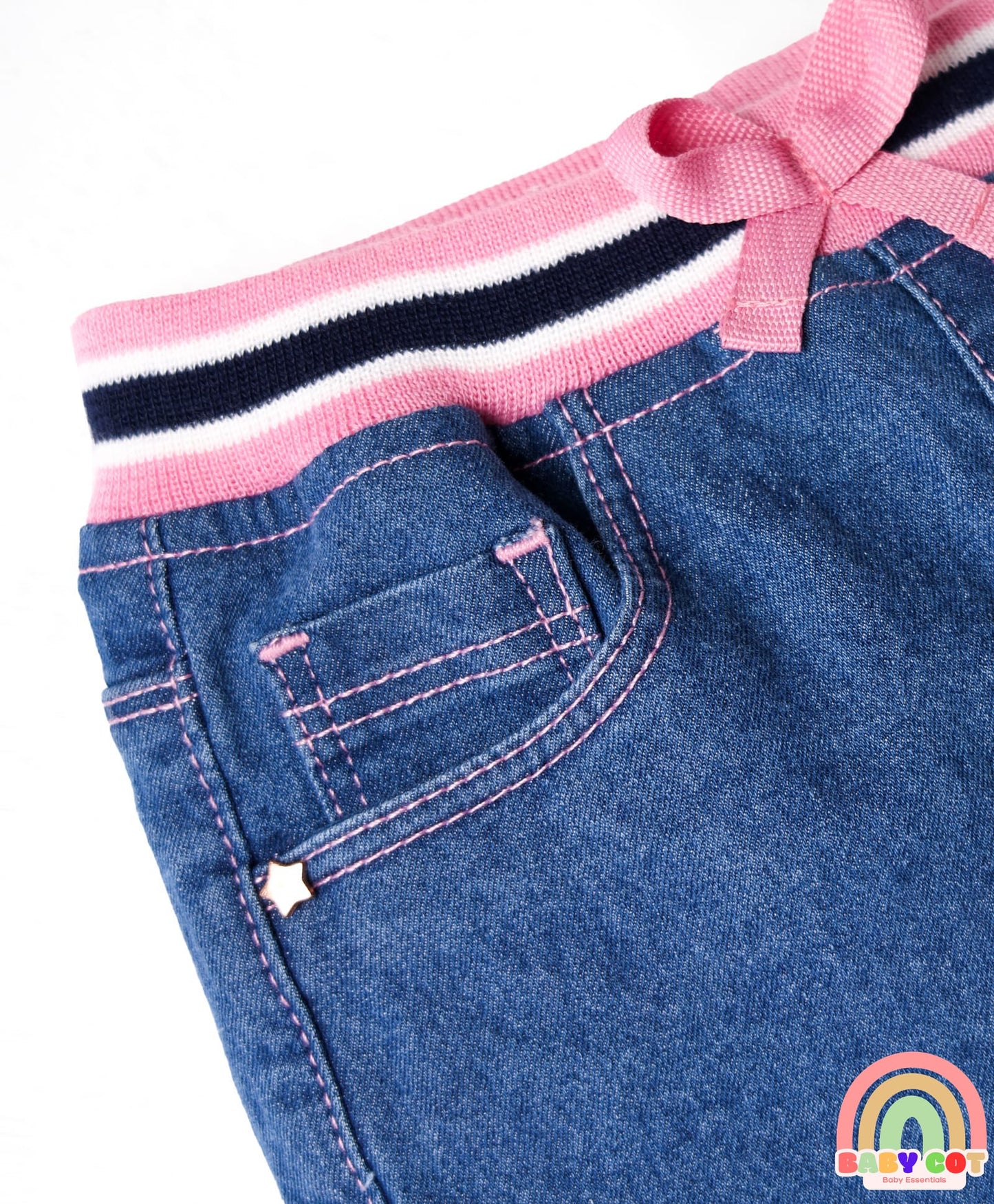Denim Mid Thigh Washed Skirts -Blue