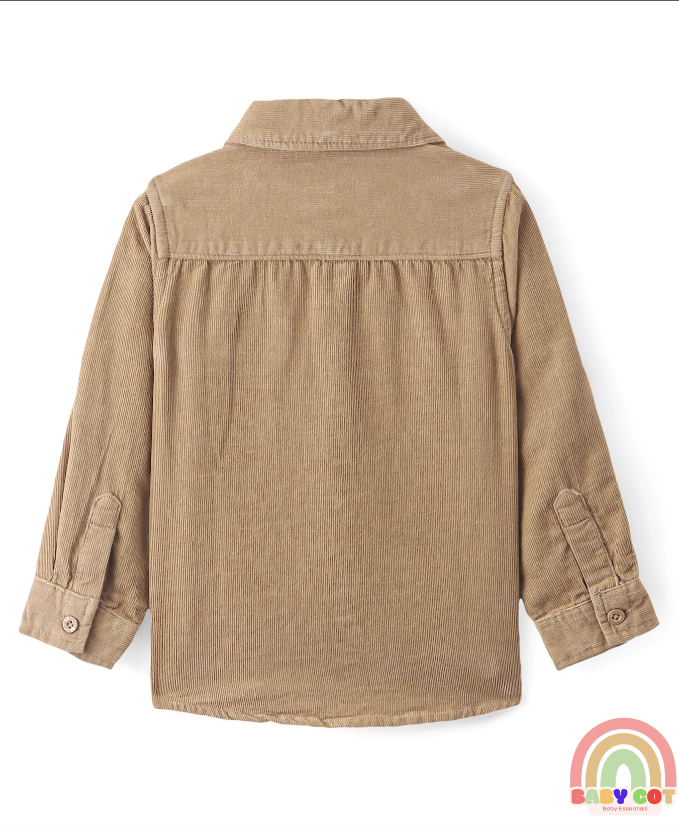 Cotton Woven Full Sleeves Solid Colour Corduory Shirt - Tan