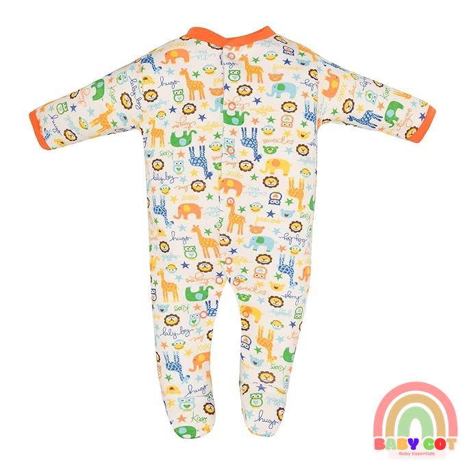 100% Cotton Orange Rompers Sleepsuits Jumpsuit Night Suits for Infants Newborn Baby Boys & Girls