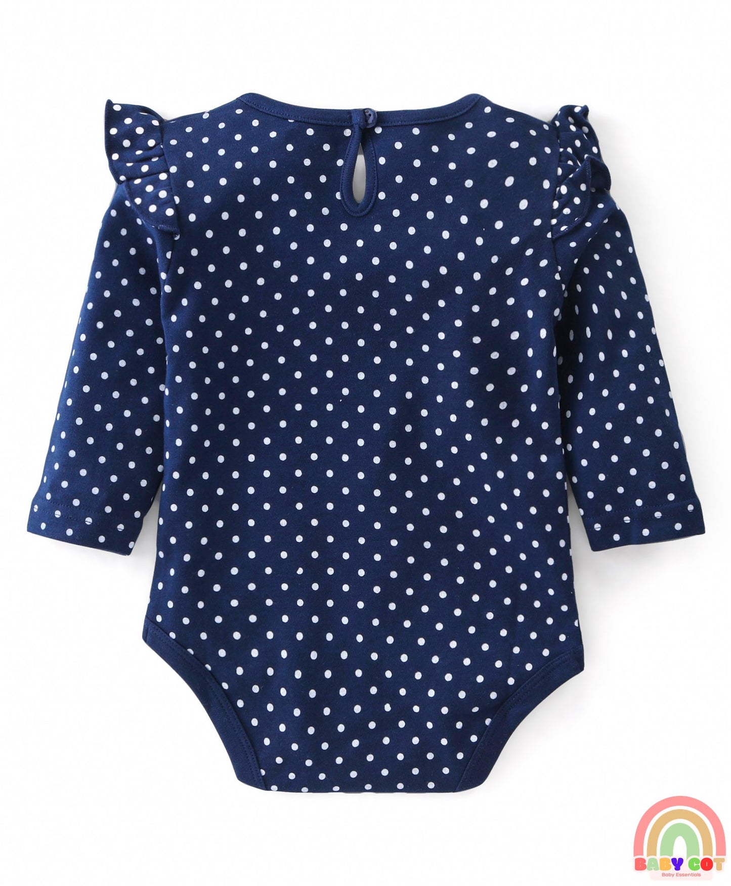 100% Cotton Interlock Full Sleeves Onesies with Frill Detailing Floral & Polka Dots Print Pack of 3 - Multicolour