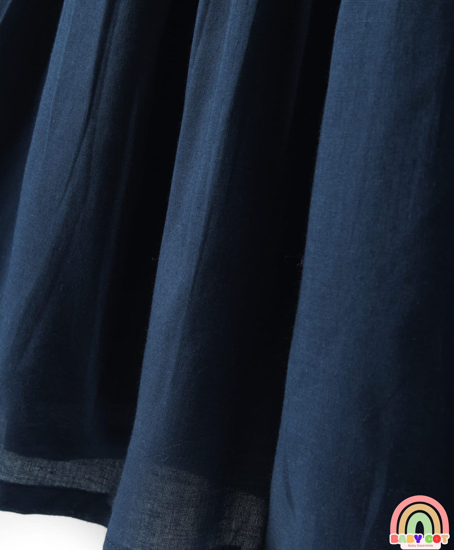 Cotton Woven Sleeveless Solid Frock With Belt - Navy Blue