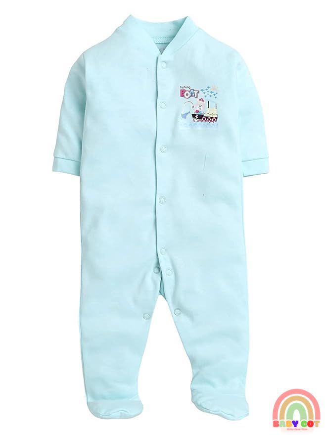 100% Cotton Mint Rompers Sleepsuits Jumpsuit Night Suits for Infants Newborn Baby Boys & Girls